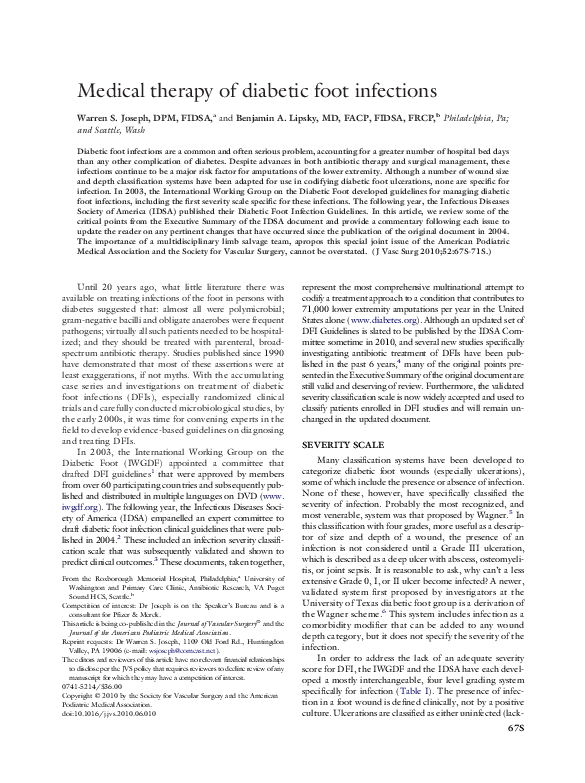 (PDF) Medical Therapy of Diabetic Foot Infections Benjamin Lipsky