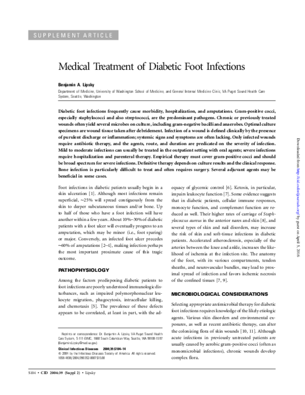 (PDF) Medical Treatment of Diabetic Foot Infections Benjamin Lipsky
