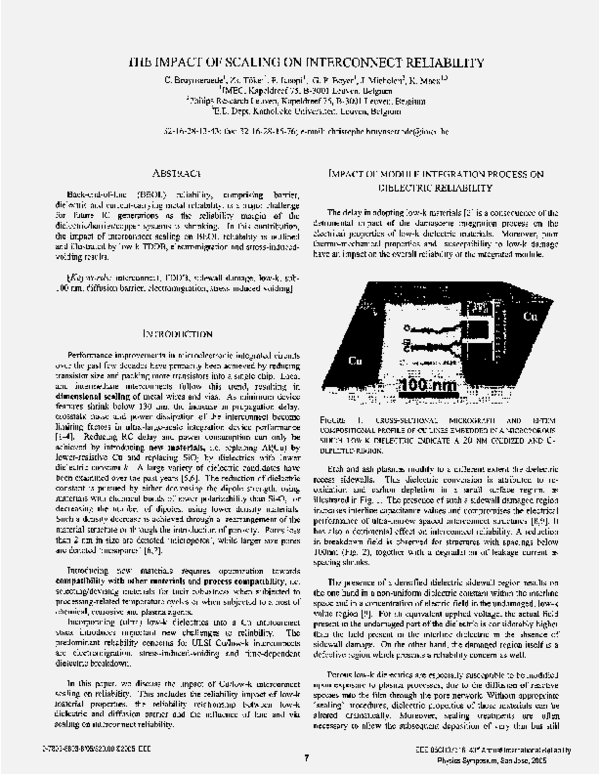 (PDF) The impact of scaling on interconnect reliability