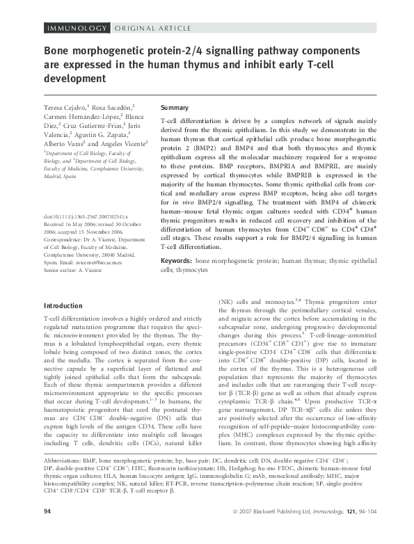 (PDF) Bone morphogenetic protein-2/4 signalling pathway components are ...