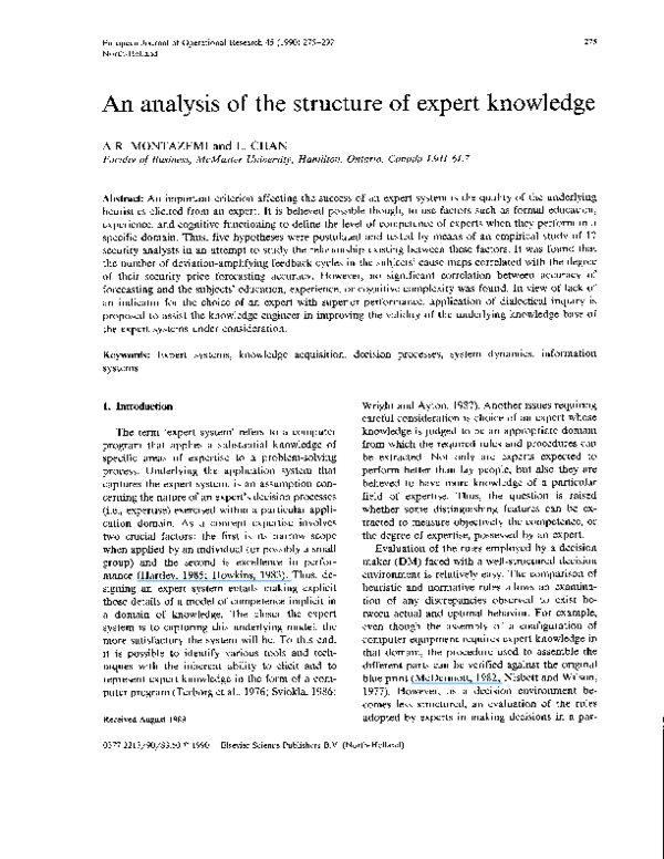 (PDF) An analysis of the structure of expert knowledge