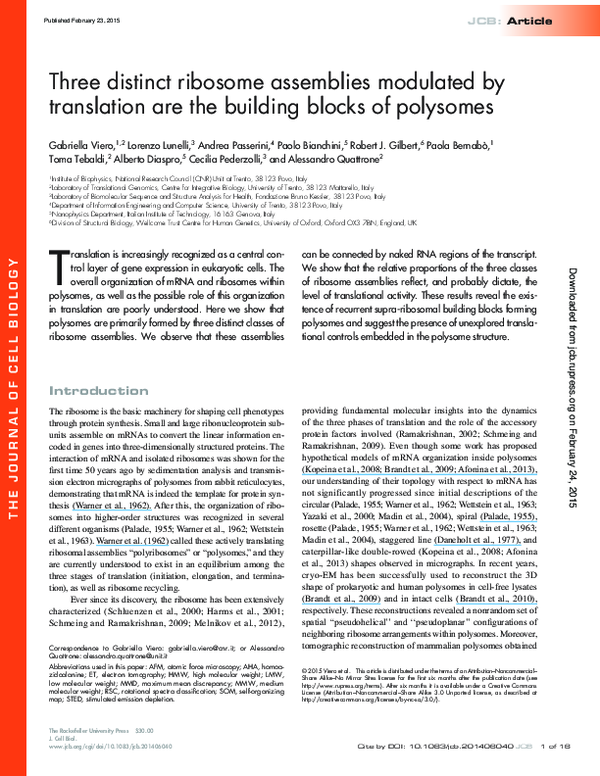 (PDF) Three distinct ribosome assemblies modulated by translation are ...