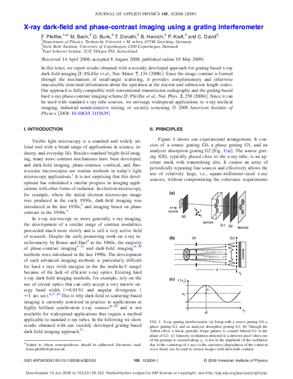 (PDF) X-ray dark-field and phase-contrast imaging using a grating ...