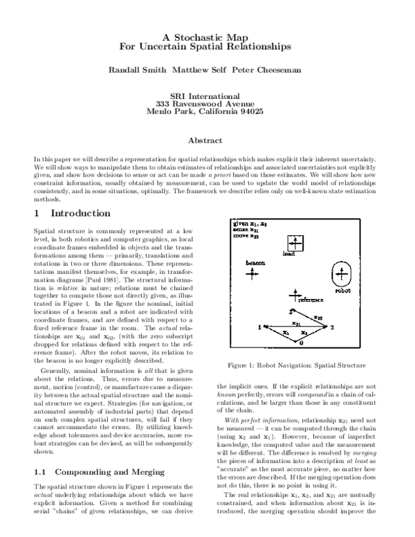 (PDF) A Stochastic Map For Uncertain Spatial Relationships