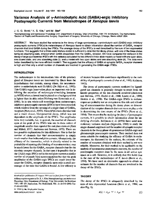 (PDF) Variance analysis of gamma-aminobutyric acid (GABA)-ergic ...