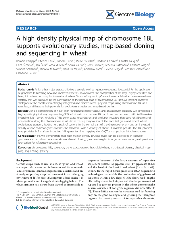 (PDF) A high density physical map of chromosome 1BL supports ...