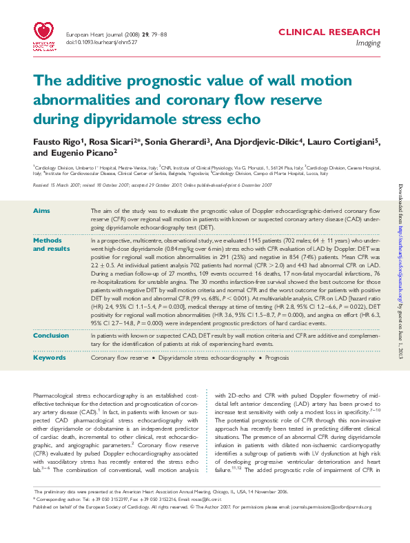 (PDF) The additive prognostic value of wall motion abnormalities and ...