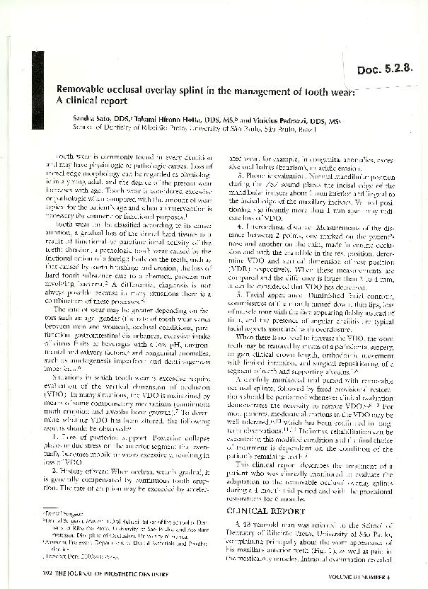 (PDF) Removable occlusal overlay splint in the management of tooth wear ...