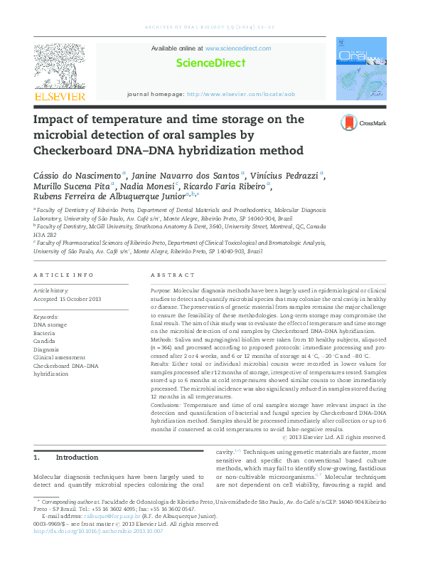 (PDF) Impact of temperature and time storage on the microbial detection