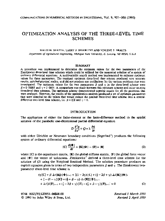 (PDF) Optimization analysis of the three-level time schemes