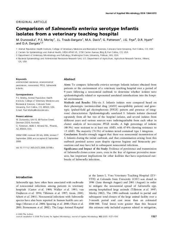 (PDF) Comparison of Salmonella enterica serotype Infantis isolates from ...