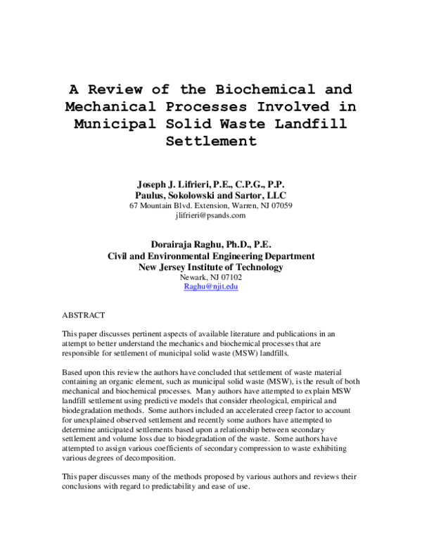 (PDF) A Review of the Biochemical and Mechanical Processes Involved in ...