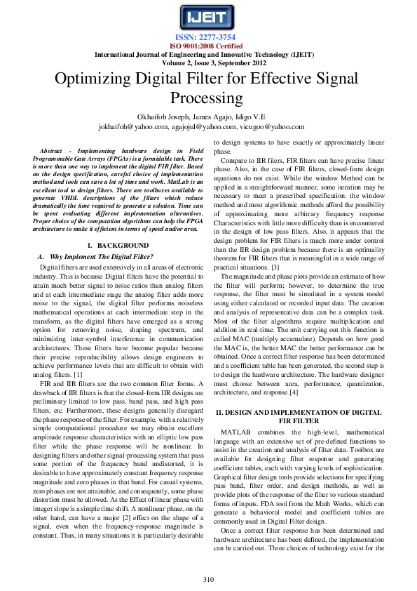 Optimizing Digital Filter for Effective Signal Processing
