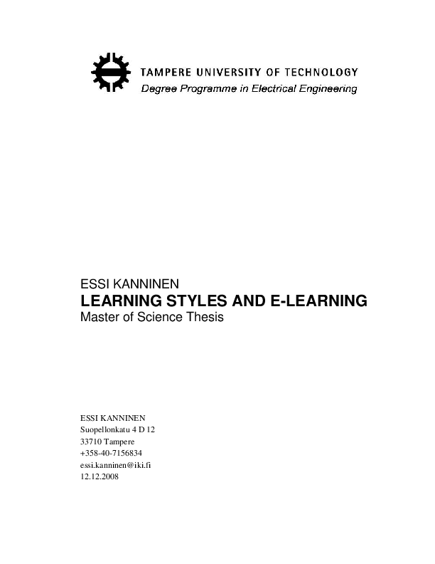 (PDF) LEARNING STYLES AND E-LEARNING