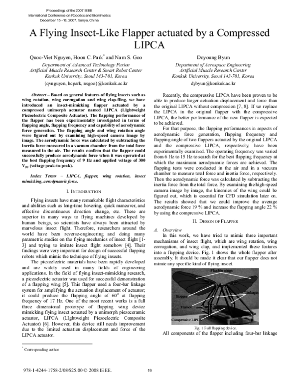 (PDF) A flying insect-like flapper actuated by a compressed LIPCA