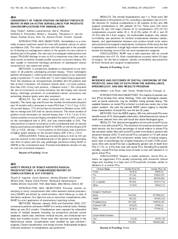 (PDF) 464 CONSISTENCY OF TUMOR POSITION ON REPEAT PROSTATE BIOPSY IN ...