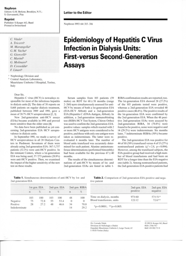 (PDF) Epidemiology of Hepatitis C Virus Infection in Dialysis Units ...