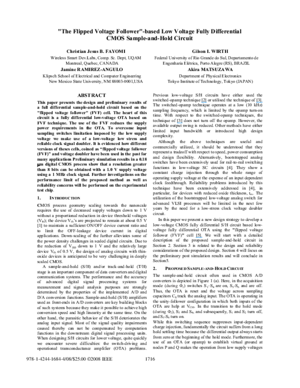  PDF The Flipped Voltage Follower based Low Voltage Fully 