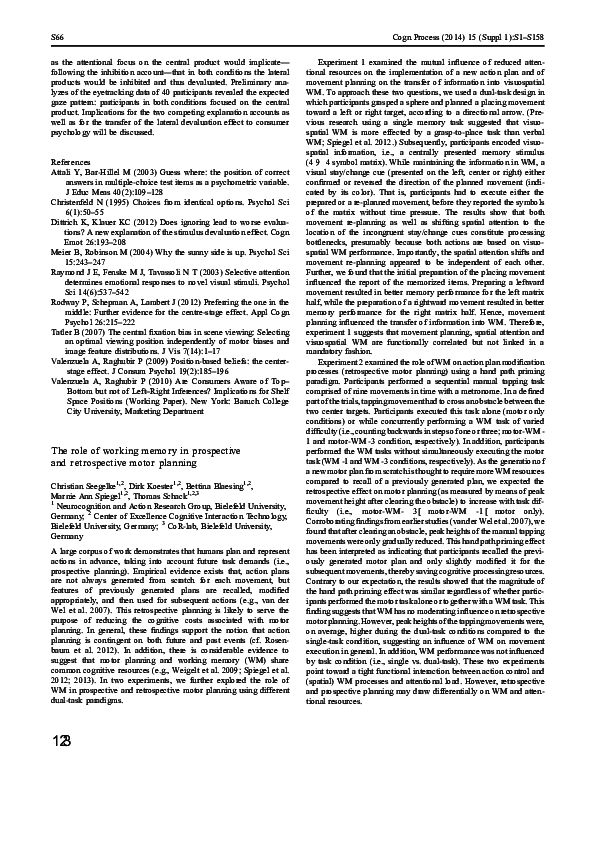 (PDF) The role of working memory in prospective and retrospective motor ...