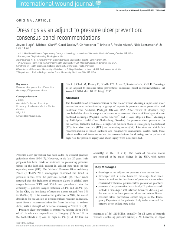 (PDF) Dressings as an adjunct to pressure ulcer prevention consensus