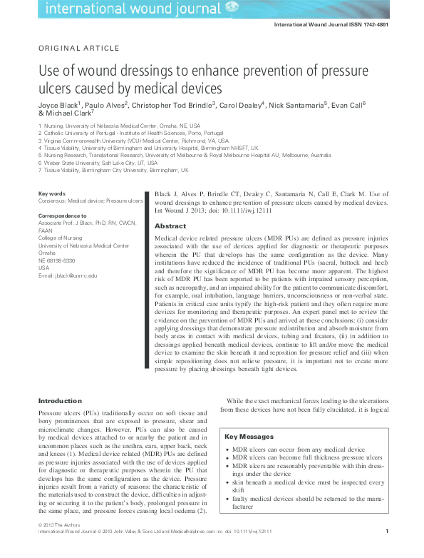 (PDF) Use of wound dressings to enhance prevention of pressure ulcers