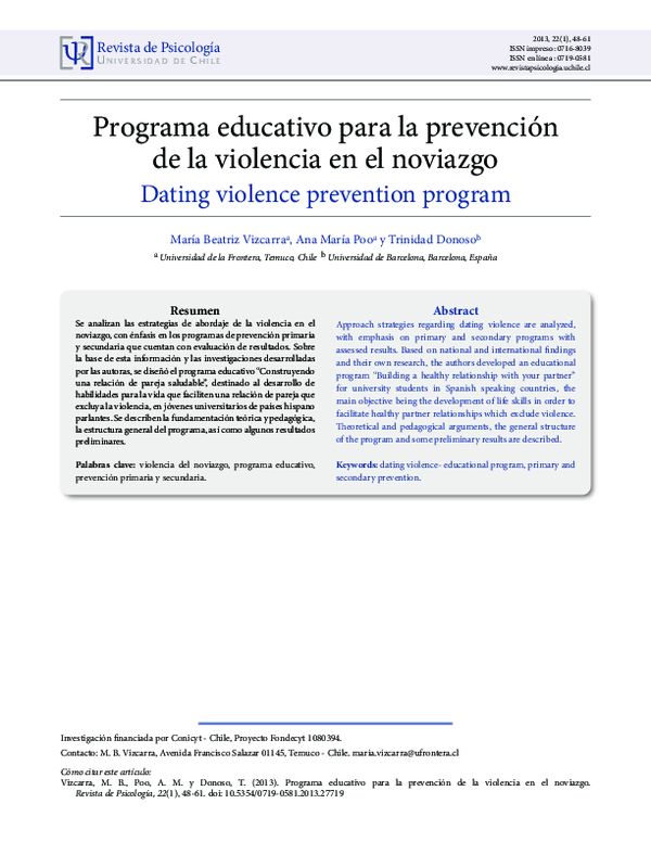 (PDF) Programa educativo para la prevención de la violencia en el noviazgo