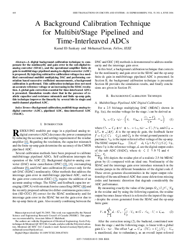 (PDF) A background calibration technique for multibit/stage pipelined ...