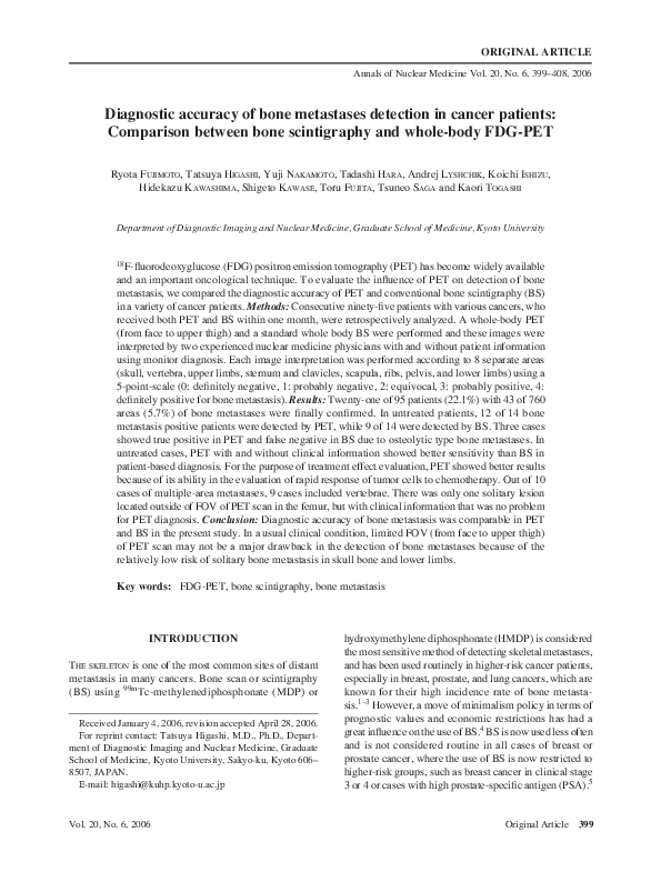 (PDF) Diagnostic accuracy of bone metastases detection in cancer ...