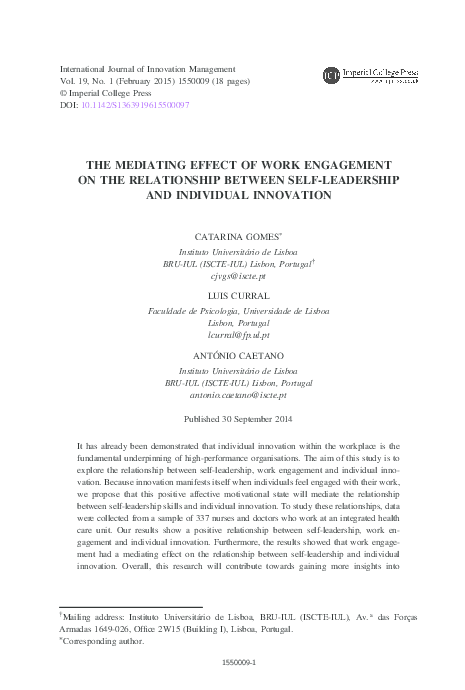 (PDF) THE MEDIATING EFFECT OF WORK ENGAGEMENT ON THE RELATIONSHIP ...
