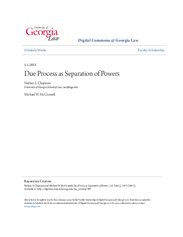 PDF) Due Process as Separation of Powers | Nathan Chapman 