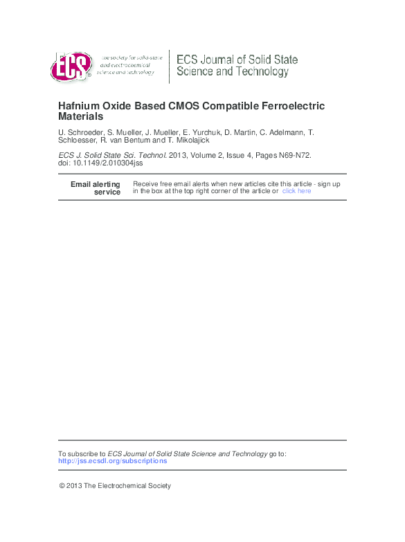 (PDF) Hafnium Oxide Based CMOS Compatible Ferroelectric Materials