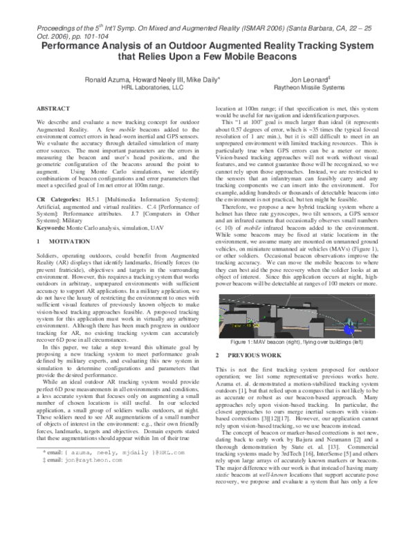 (PDF) Performance analysis of an outdoor augmented reality tracking ...
