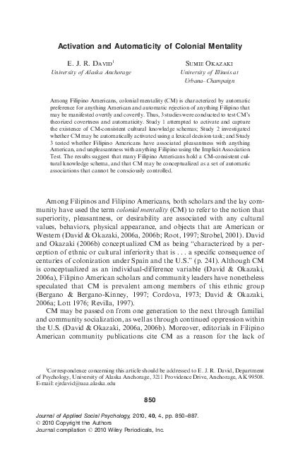 Colonial mentality examples picture