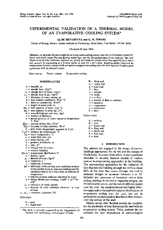 (PDF) Experimental validation of a thermal model of an evaporative ...