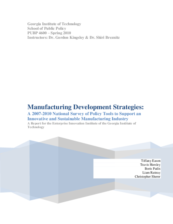 (PDF) Manufacturing Development Strategies: A 2007-2010 National Survey ...