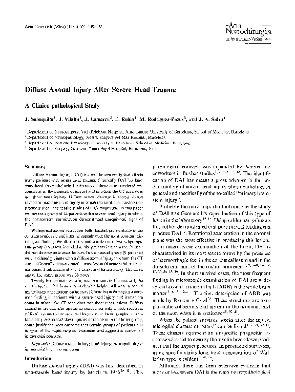 (PDF) Diffuse Axonal Injury after severe head trauma