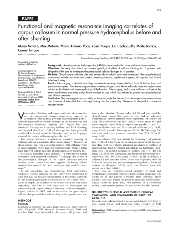(PDF) Functional and magnetic resonance imaging correlates of corpus ...