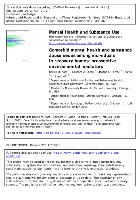 (PDF) Comorbid mental health and substance abuse issues among ...