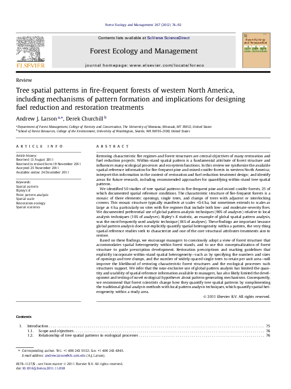 (PDF) Tree spatial patterns in fire-frequent forests of western North ...