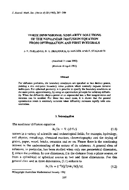 (PDF) Three dimensional similarity solutions of the nonlinear diffusion ...