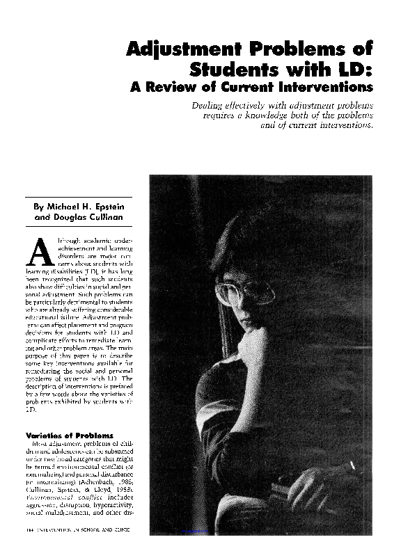(PDF) Adjustment Problems of Students with LD: A Review of Current ...