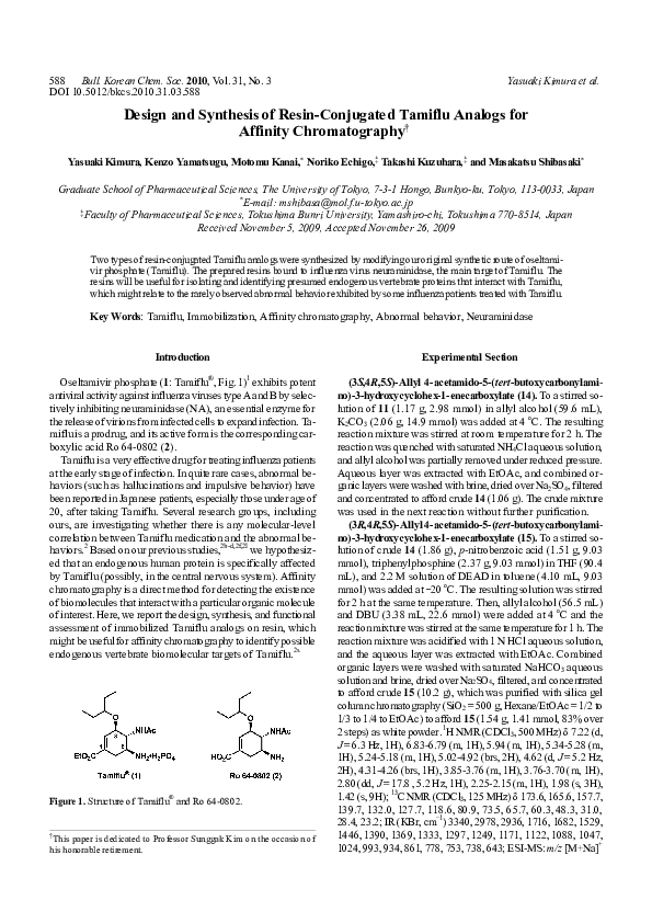 (PDF) Design and Synthesis of ResinConjugated Tamiflu Analogs for