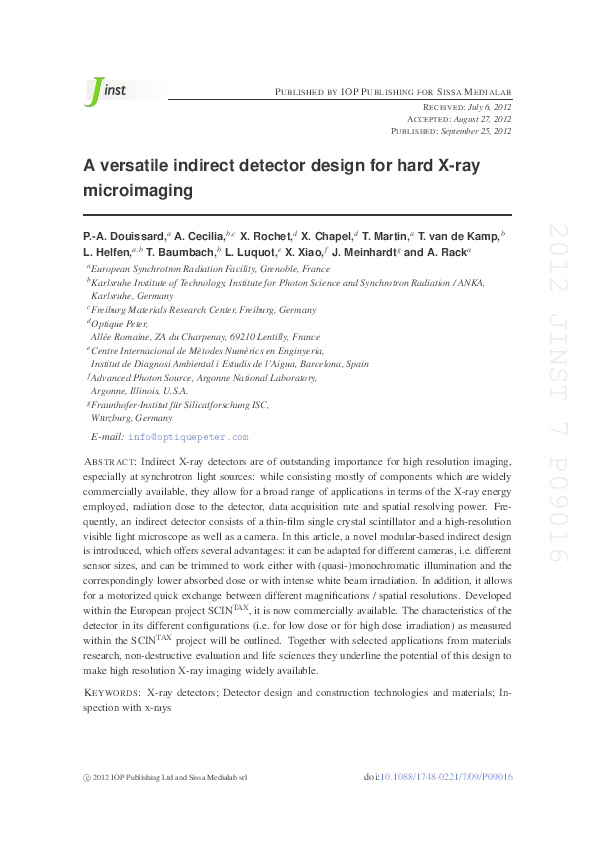 (PDF) A versatile indirect detector design for hard X-ray microimaging