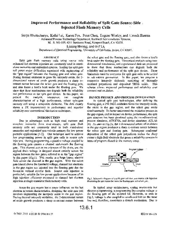 (PDF) Improved performance and reliability of split gate source-side ...