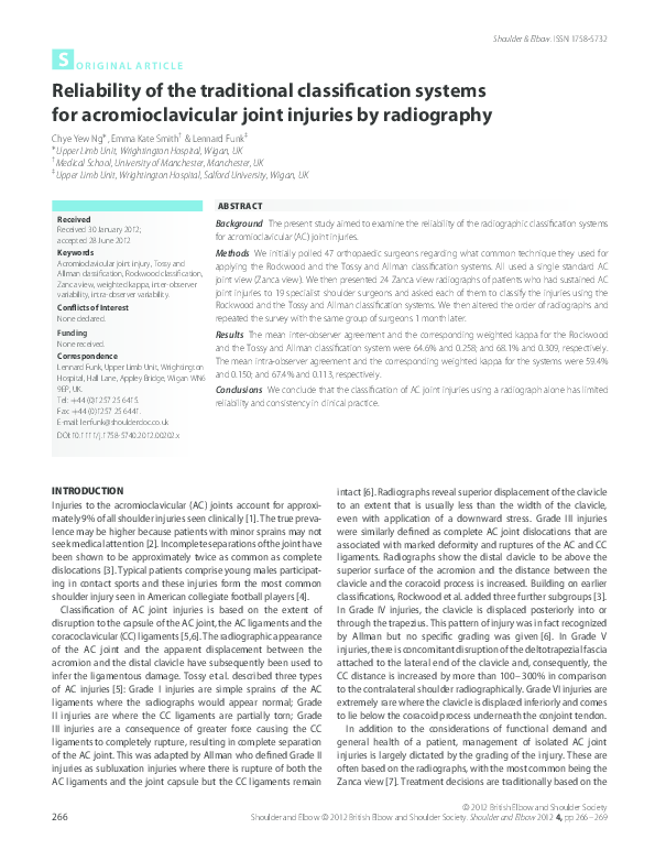 (PDF) Reliability of the traditional classification systems for ...