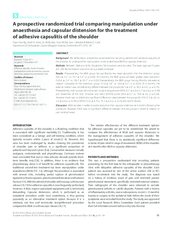 (PDF) A prospective randomized trial comparing manipulation under