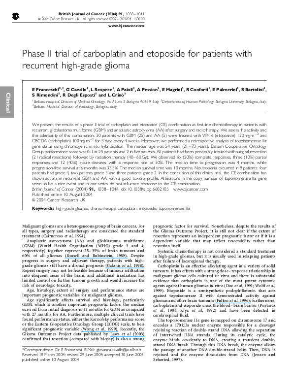 (PDF) Phase II trial of carboplatin and etoposide for patients with ...