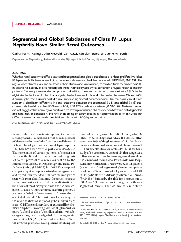 Class Iv Lupus Nephritis