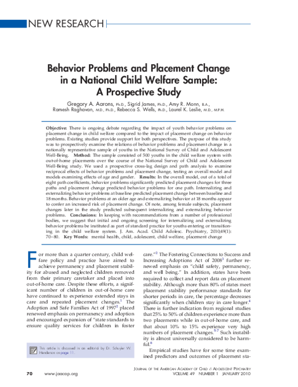 (PDF) Behavior Problems and Placement Change in a National Child