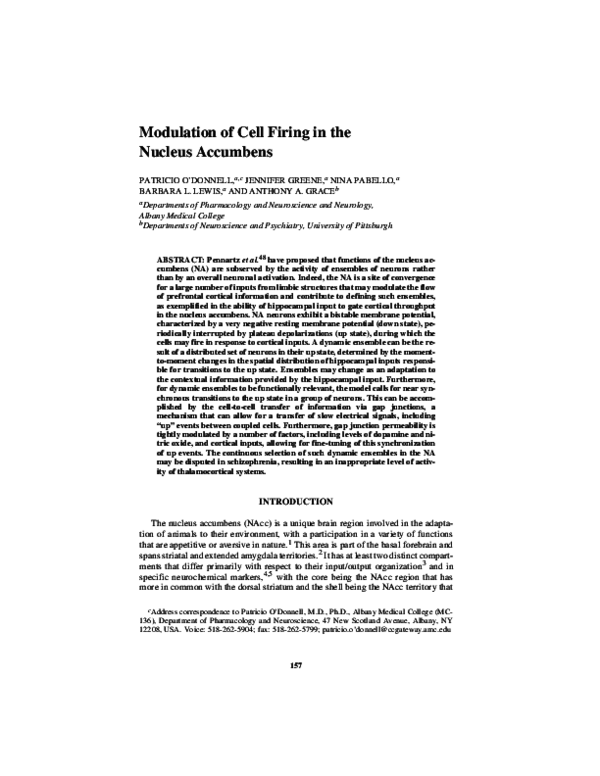 (PDF) Modulation of cell firing in the nucleus accumbens